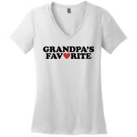 Grandpas Favorite Red Heart Cute Gift Women's V-Neck T-Shirt