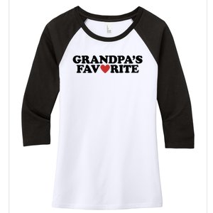 Grandpas Favorite Red Heart Cute Gift Women's Tri-Blend 3/4-Sleeve Raglan Shirt