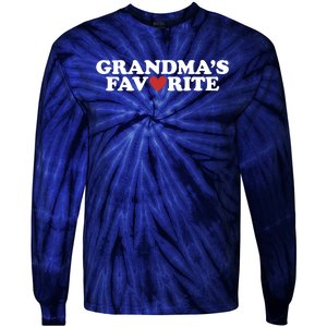 Grandmas Favorite Red Heart Cute Gift Tie-Dye Long Sleeve Shirt