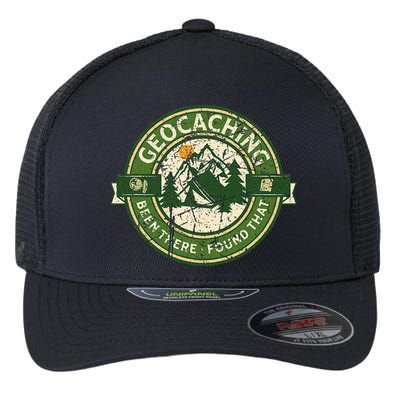 Geocaching Funny Retro Distressed Geocache Lover Flexfit Unipanel Trucker Cap
