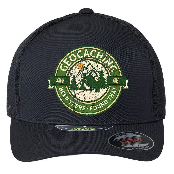 Geocaching Funny Retro Distressed Geocache Lover Flexfit Unipanel Trucker Cap