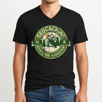 Geocaching Funny Retro Distressed Geocache Lover V-Neck T-Shirt