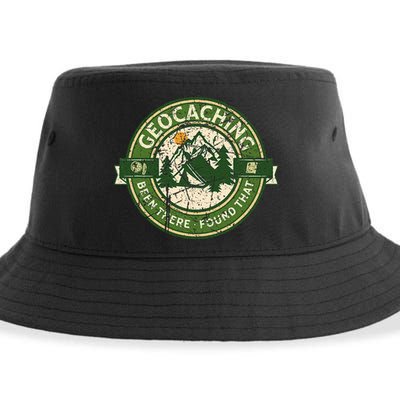 Geocaching Funny Retro Distressed Geocache Lover Sustainable Bucket Hat