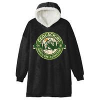 Geocaching Funny Retro Distressed Geocache Lover Hooded Wearable Blanket