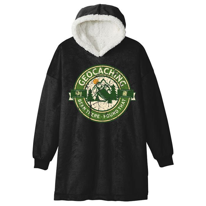 Geocaching Funny Retro Distressed Geocache Lover Hooded Wearable Blanket