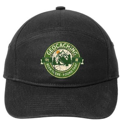 Geocaching Funny Retro Distressed Geocache Lover 7-Panel Snapback Hat