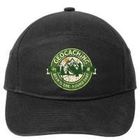 Geocaching Funny Retro Distressed Geocache Lover 7-Panel Snapback Hat
