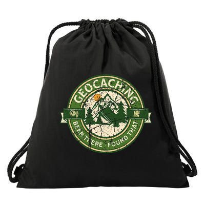 Geocaching Funny Retro Distressed Geocache Lover Drawstring Bag