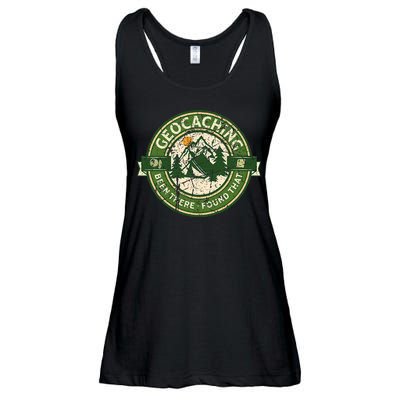 Geocaching Funny Retro Distressed Geocache Lover Ladies Essential Flowy Tank