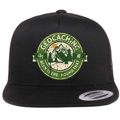 Geocaching Funny Retro Distressed Geocache Lover Flatbill Hat