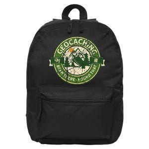 Geocaching Funny Retro Distressed Geocache Lover 16 in Basic Backpack