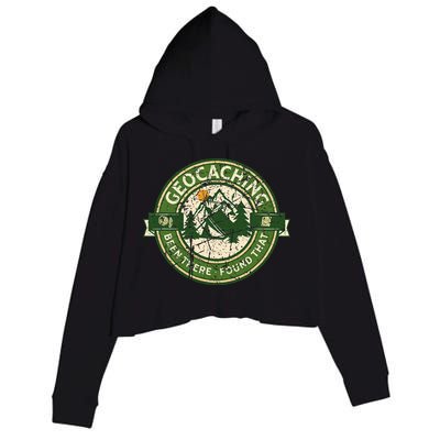 Geocaching Funny Retro Distressed Geocache Lover Crop Fleece Hoodie