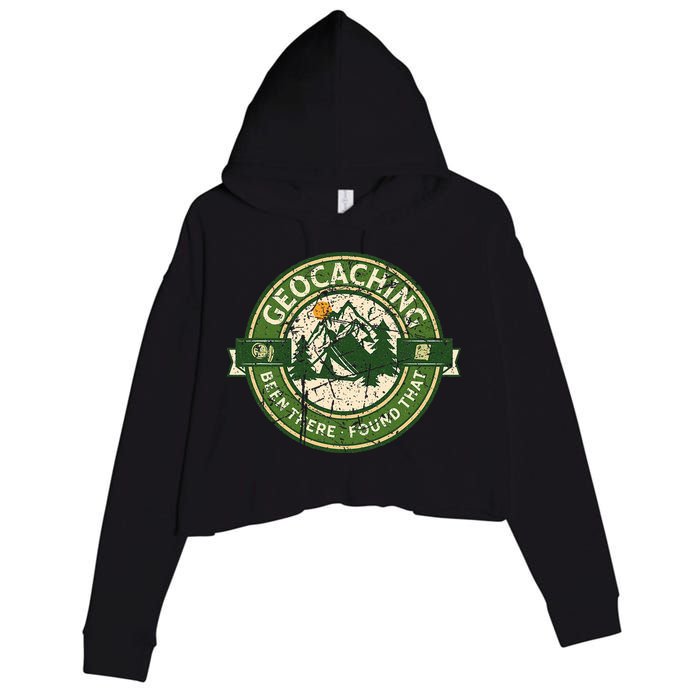 Geocaching Funny Retro Distressed Geocache Lover Crop Fleece Hoodie