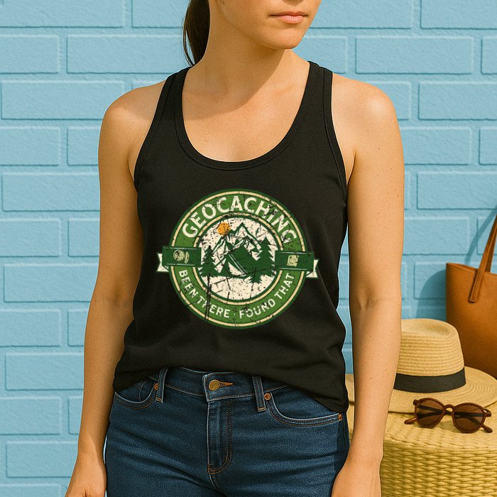 Geocaching Funny Retro Distressed Geocache Lover Womens Tank Top