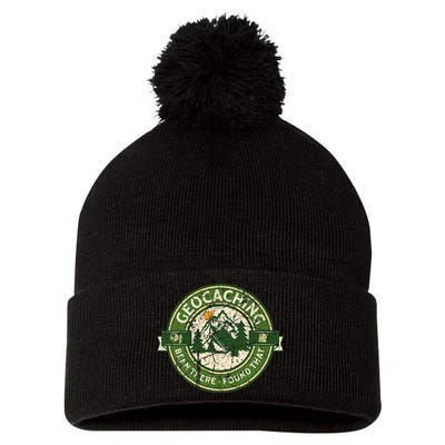 Geocaching Funny Retro Distressed Geocache Lover Pom Pom 12in Knit Beanie