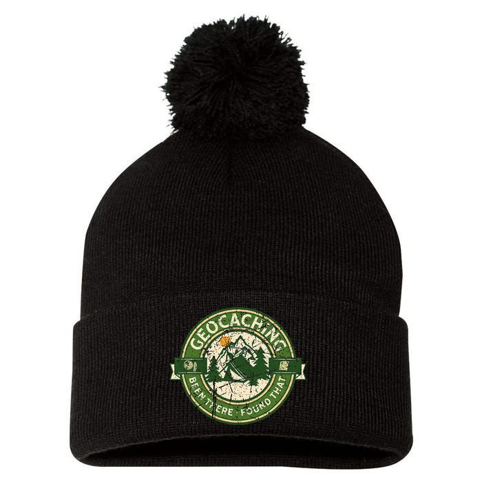Geocaching Funny Retro Distressed Geocache Lover Pom Pom 12in Knit Beanie
