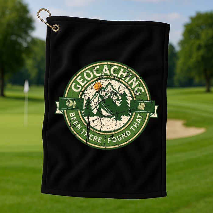 Geocaching Funny Retro Distressed Geocache Lover Golf Towel
