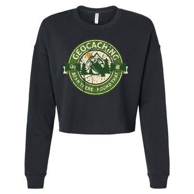 Geocaching Funny Retro Distressed Geocache Lover Cropped Pullover Crew