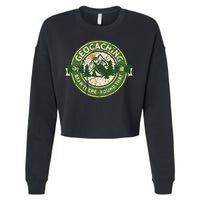 Geocaching Funny Retro Distressed Geocache Lover Cropped Pullover Crew