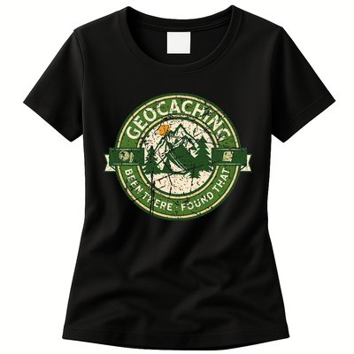 Geocaching Funny Retro Distressed Geocache Lover Womens T-Shirt