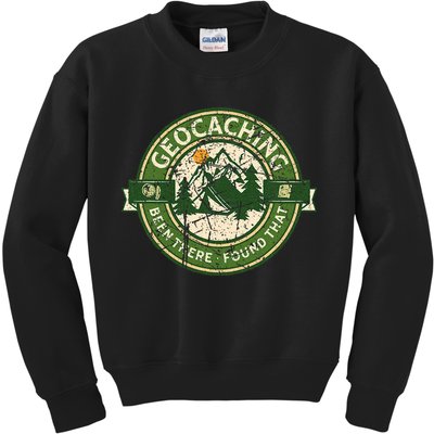 Geocaching Funny Retro Distressed Geocache Lover Kids Sweatshirt