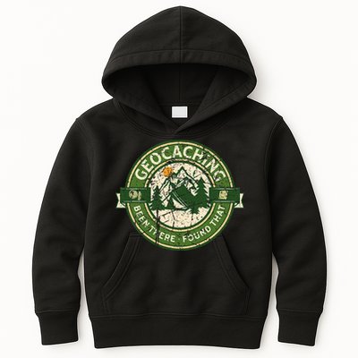 Geocaching Funny Retro Distressed Geocache Lover Kids Hoodie