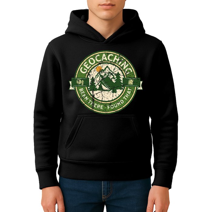 Geocaching Funny Retro Distressed Geocache Lover Kids Hoodie