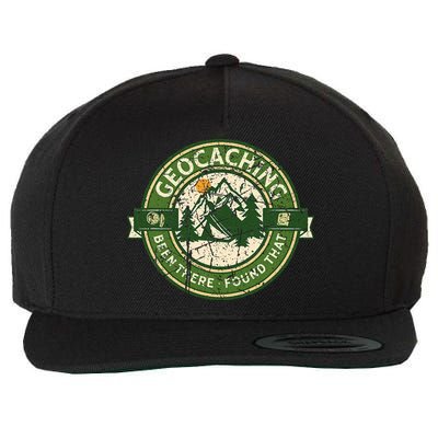 Geocaching Funny Retro Distressed Geocache Lover Wool Snapback Cap
