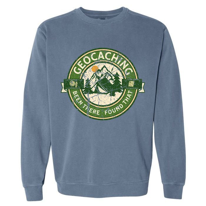 Geocaching Funny Retro Distressed Geocache Lover Garment-Dyed Sweatshirt