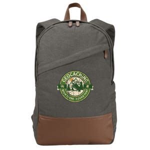 Geocaching Funny Retro Distressed Geocache Lover Cotton Canvas Backpack