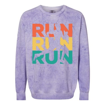 Gift For Runners Retro Vintage Running Colorblast Crewneck Sweatshirt