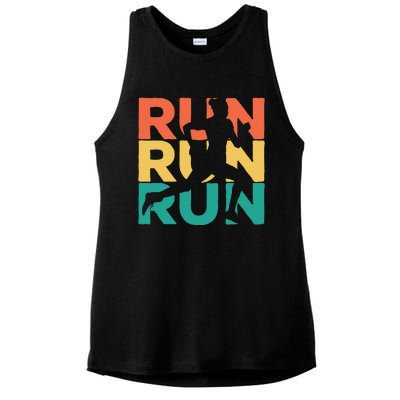 Gift For Runners Retro Vintage Running Ladies PosiCharge Tri-Blend Wicking Tank