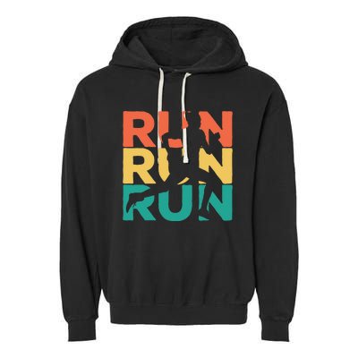 Gift For Runners Retro Vintage Running Garment-Dyed Fleece Hoodie