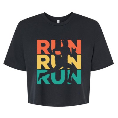 Gift For Runners Retro Vintage Running Bella+Canvas Jersey Crop Tee