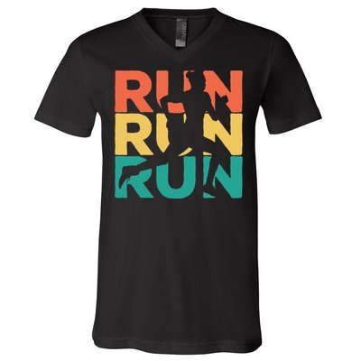 Gift For Runners Retro Vintage Running V-Neck T-Shirt