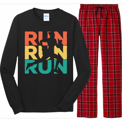 Gift For Runners Retro Vintage Running Long Sleeve Pajama Set