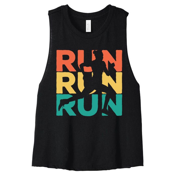 Gift For Runners Retro Vintage Running Women's Racerback Cropped Tank