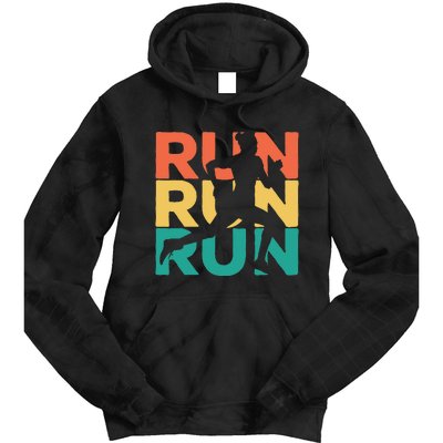 Gift For Runners Retro Vintage Running Tie Dye Hoodie