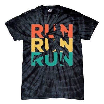 Gift For Runners Retro Vintage Running Tie-Dye T-Shirt