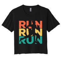 Gift For Runners Retro Vintage Running Women's Crop Top Tee