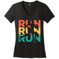 Gift For Runners Retro Vintage Running Women's V-Neck T-Shirt