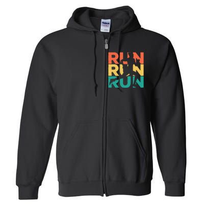 Gift For Runners Retro Vintage Running Full Zip Hoodie