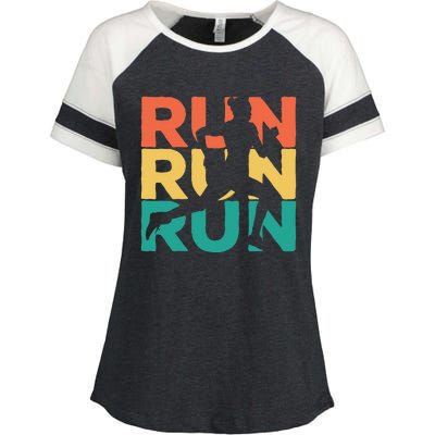 Gift For Runners Retro Vintage Running Enza Ladies Jersey Colorblock Tee