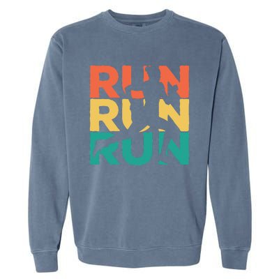 Gift For Runners Retro Vintage Running Garment-Dyed Sweatshirt