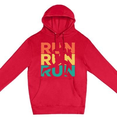 Gift For Runners Retro Vintage Running Premium Pullover Hoodie