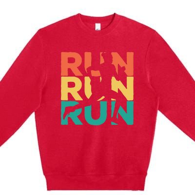 Gift For Runners Retro Vintage Running Premium Crewneck Sweatshirt