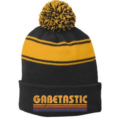 Gabetastic Funny Retro First Name Gabe Stripe Pom Pom Beanie