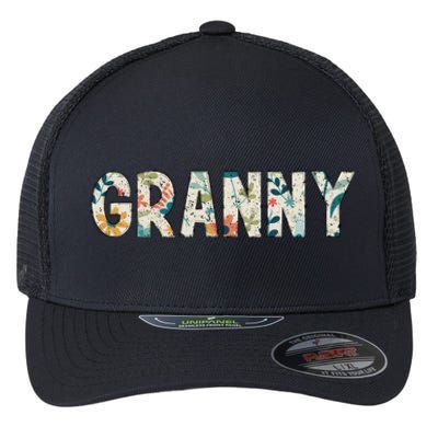 Granny Floral Retro Flexfit Unipanel Trucker Cap