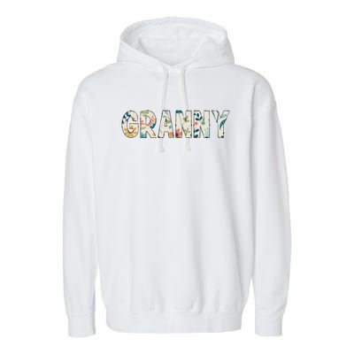 Granny Floral Retro Garment-Dyed Fleece Hoodie