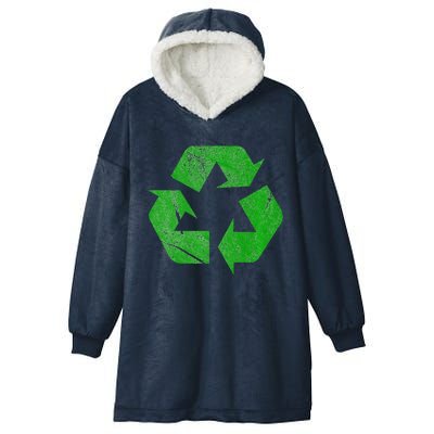 Green FauxWashWorn Recycle Logo Recycling Truck Sign Hooded Wearable Blanket